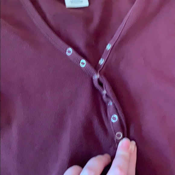 Button Up Henley 3/4 Sleeve Shirt - Picture 3 of 5